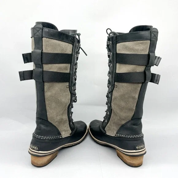 Sorel Womens 7 Conquest Carly II Boots Waterproof Black Gray Tall Winter Snow - Picture 8 of 11